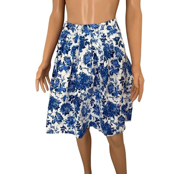 White Blue Harajuku Floral Skirts Women's Punk Cotton Vintage Pleated Skirt SZ S - Picture 2 of 10